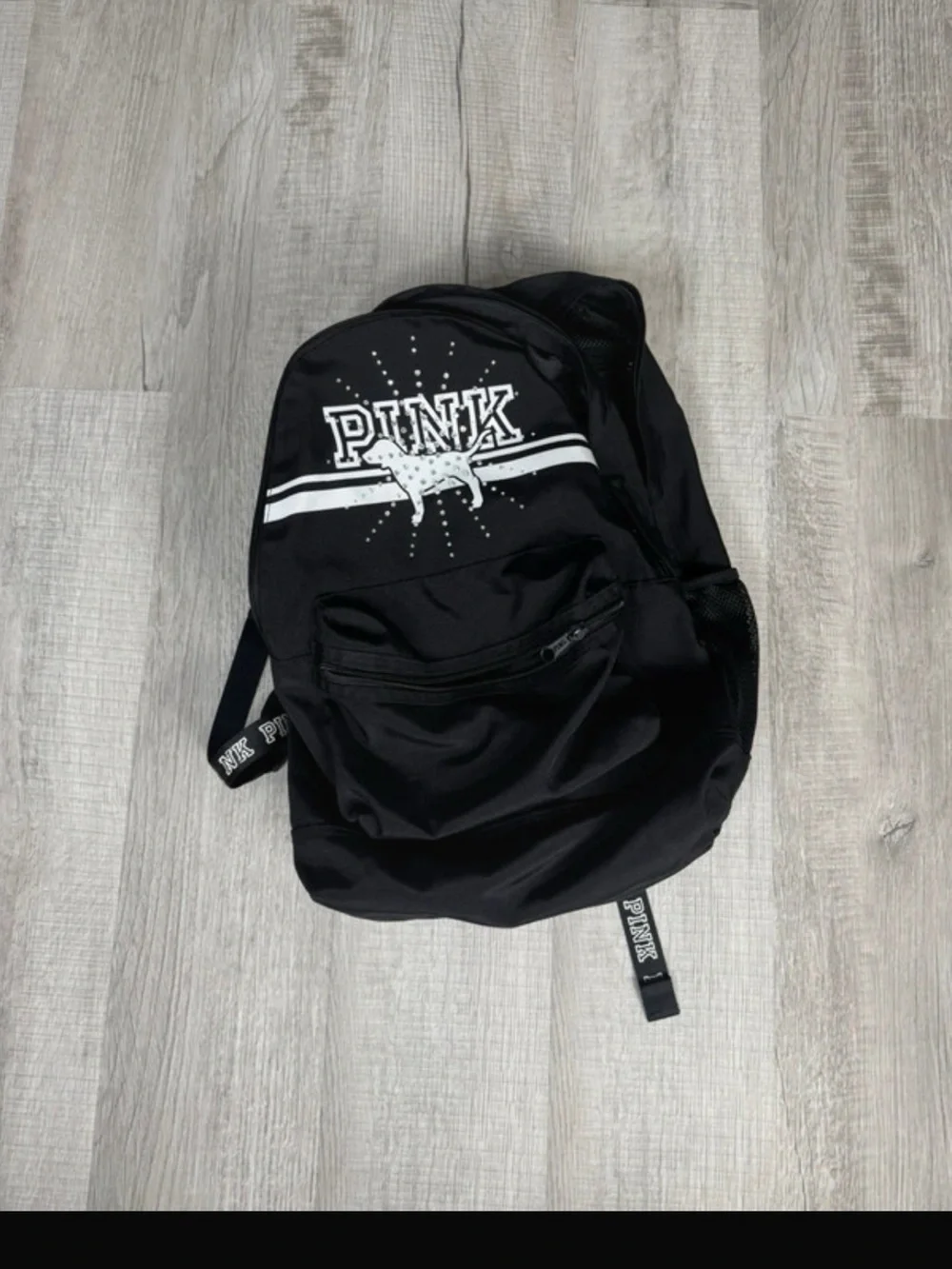 PINK Victoria's Secret Black Backpack with White Logo